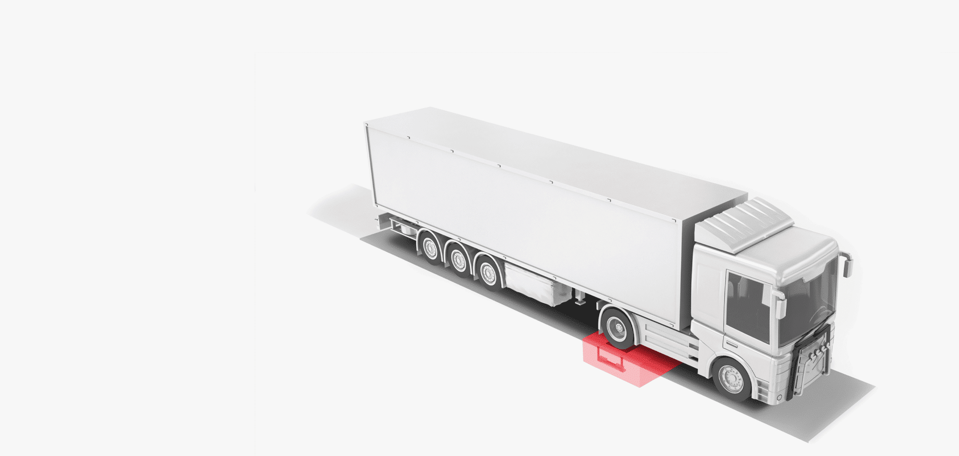 LKW mit mobilem Wiegesystem von Pfreundt, Betonskizze, zeigt Gewicht auf digitalem Display.