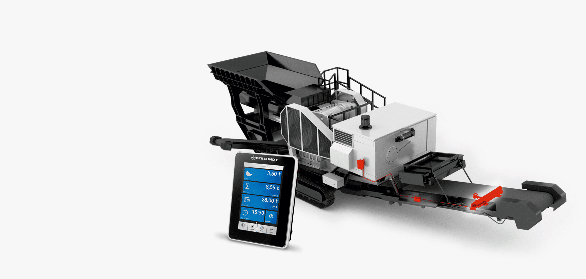 Pfreundt mobiles Wiegesystem mit digitalem Display und Industriegerät, ideal für genaue Messungen in verschiedenen Anwendungen.