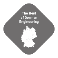 Pfreundt Logo mit Schrift The Best of German Engineering und Deutschlandkarte, Anbieter mobiler Wiegesysteme.